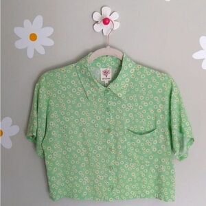 Green Floral Button-Up Shirt